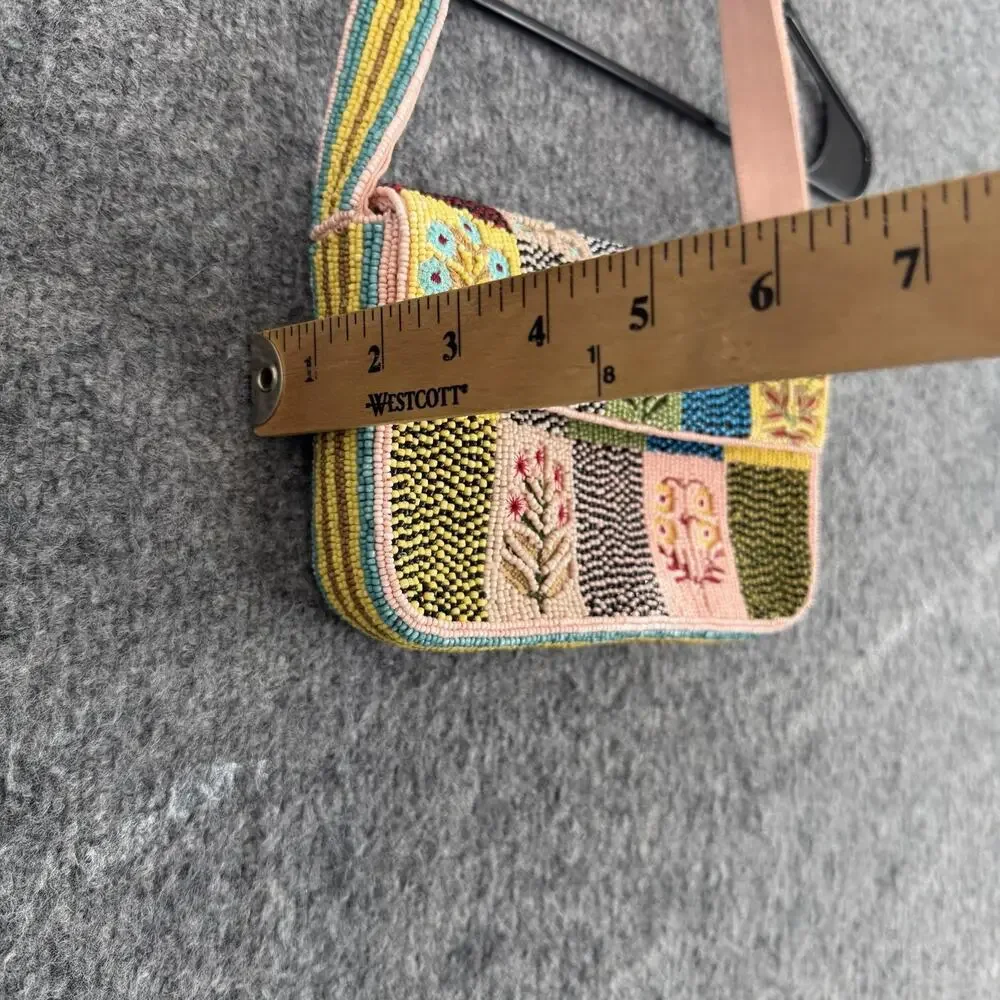 Anthropologie Maeve The Fiona Beaded Bag in Floral Patchwork Boho Cute Spring